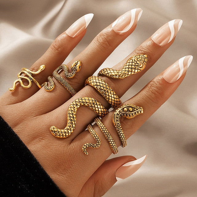 Textured Snake Ring (4 Pcs/Set)