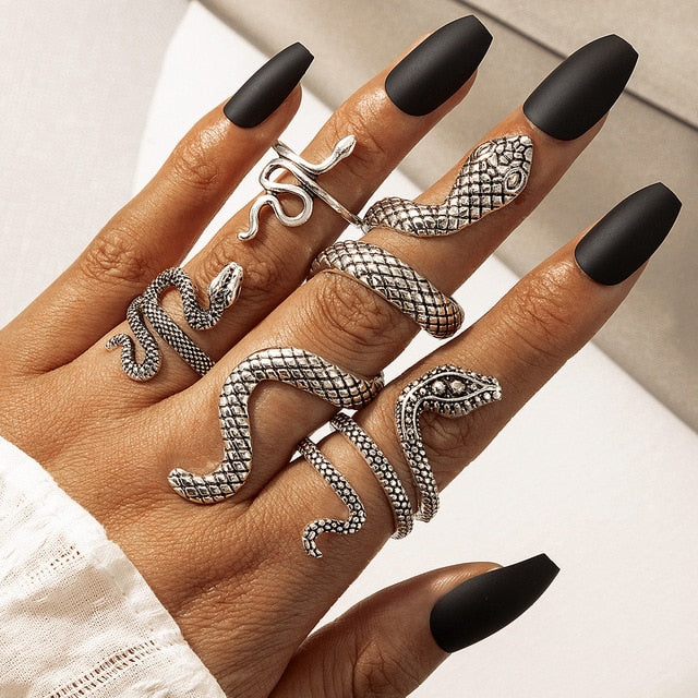Textured Snake Ring (4 Pcs/Set)