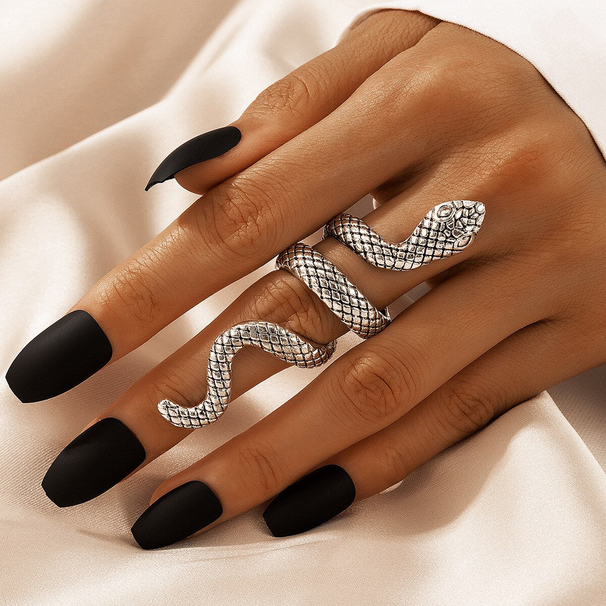 Textured Snake Ring (4 Pcs/Set)
