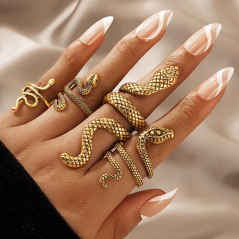 Textured Snake Ring (4 Pcs/Set)