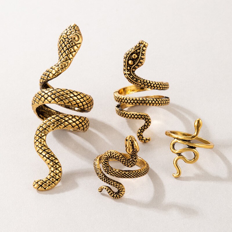 Textured Snake Ring (4 Pcs/Set)