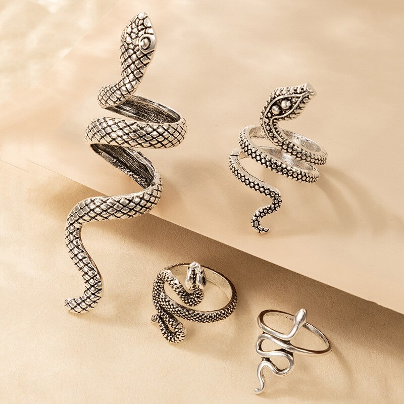 Textured Snake Ring (4 Pcs/Set)