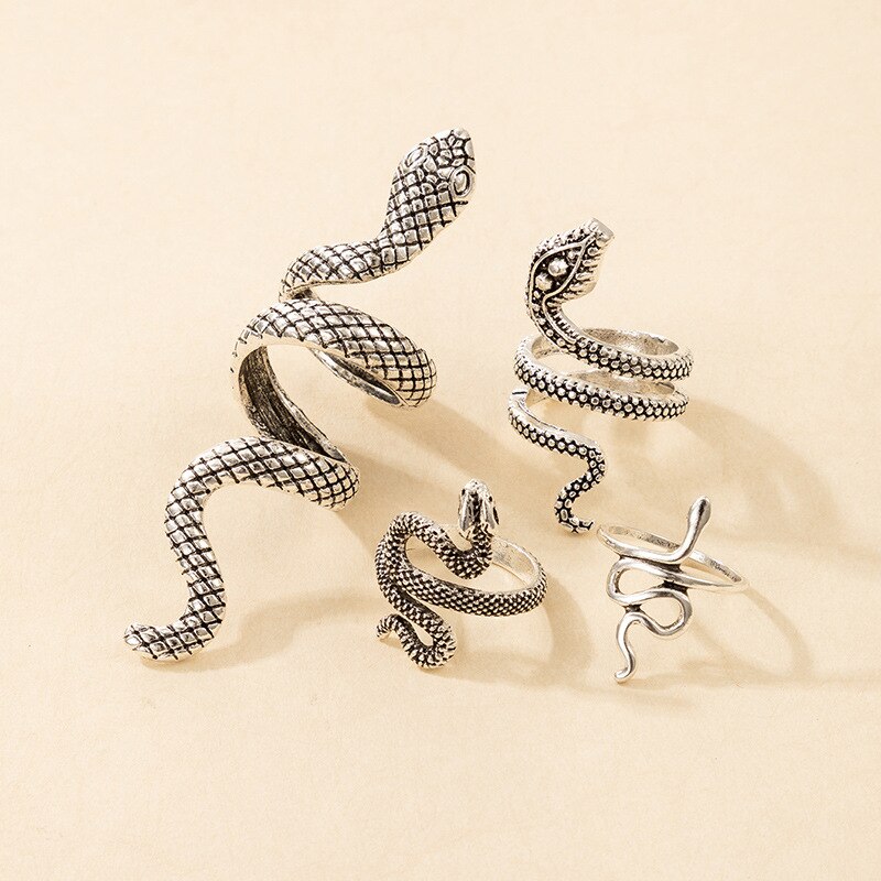 Textured Snake Ring (4 Pcs/Set)