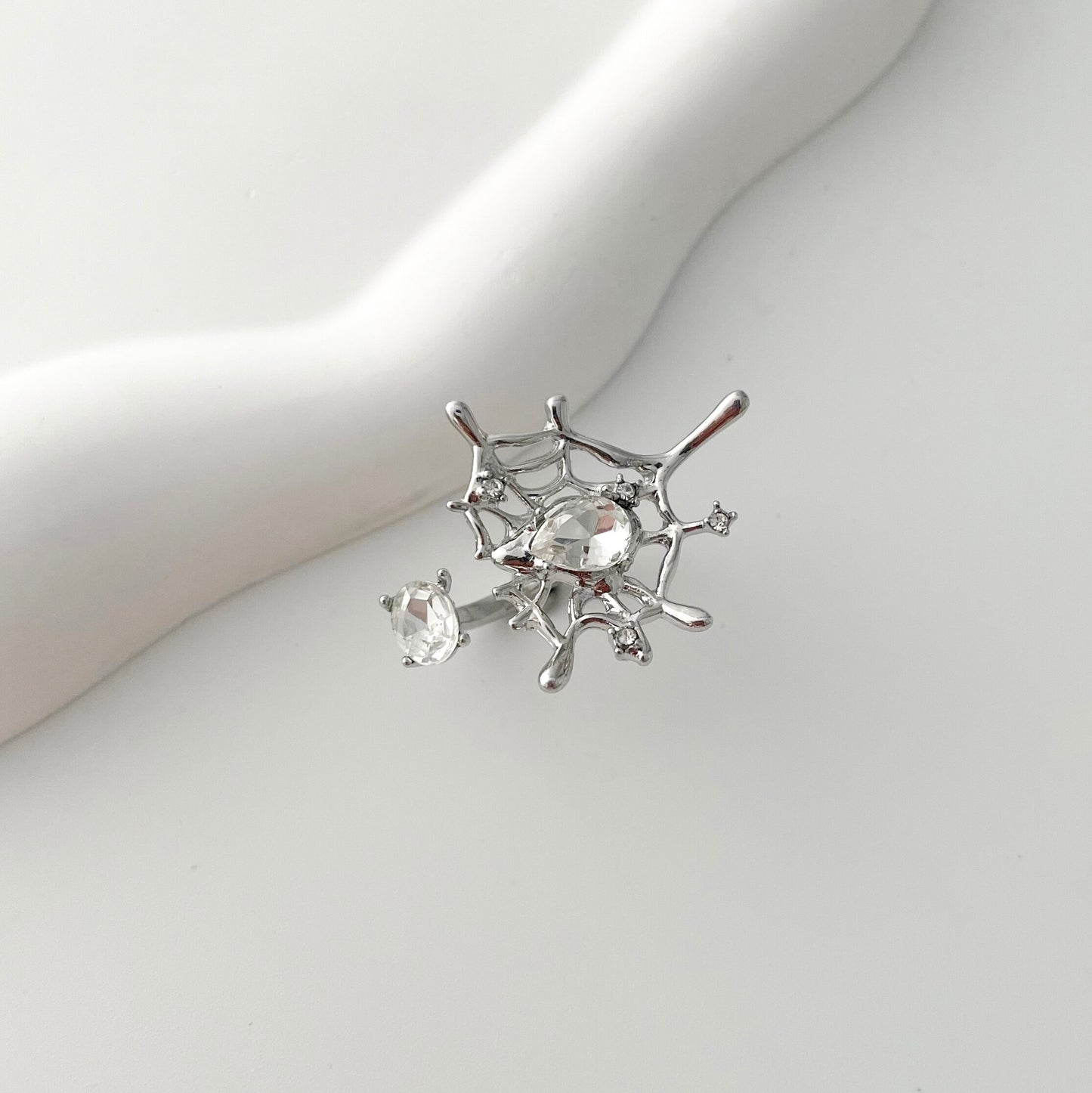 Spider Web Silver Color Ring