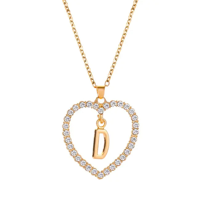 Rhinestone Initial Letter Necklace