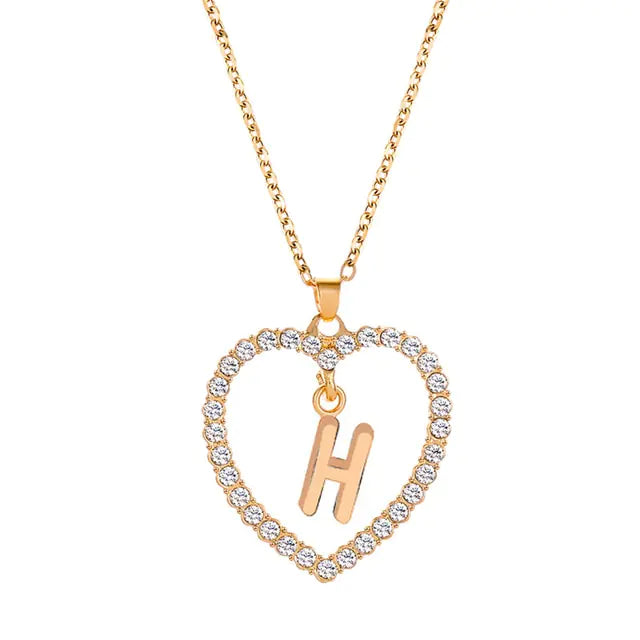 Rhinestone Initial Letter Necklace