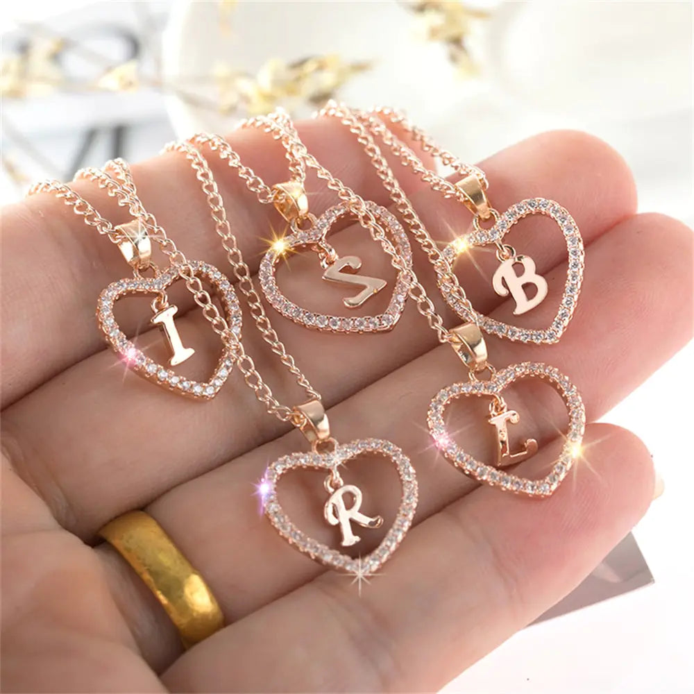 Rhinestone Initial Letter Necklace