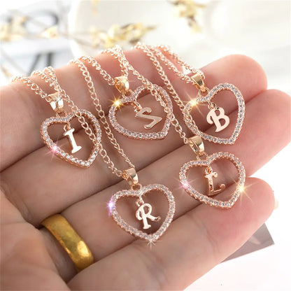 Rhinestone Initial Letter Necklace